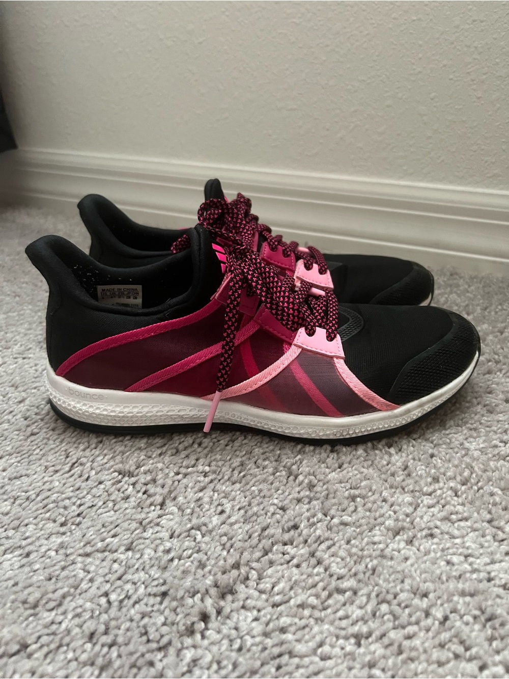 EUC Adidas Black and Pink Athletic Sneakers 6